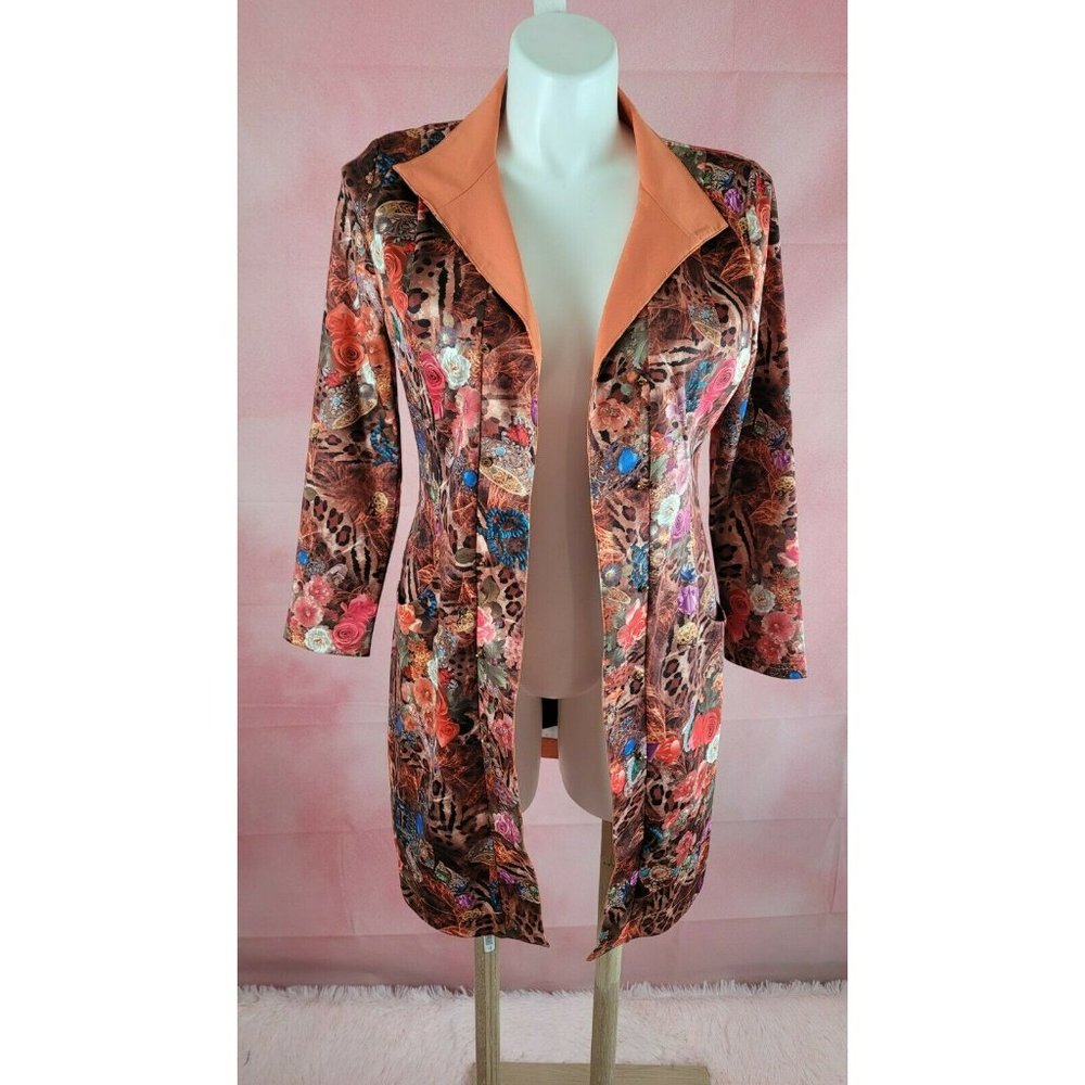 ROSSI ROMA FANCY Multicolor  COAT JACKET design Large NWT  Made in Italy Jewelry